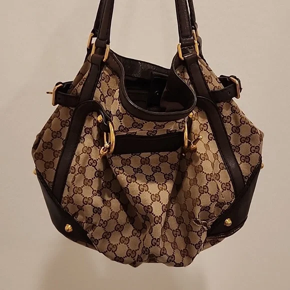 GUCCI Jockey Tote - Canvas with gold hardware - Pre-owned - Picture 16 of 17